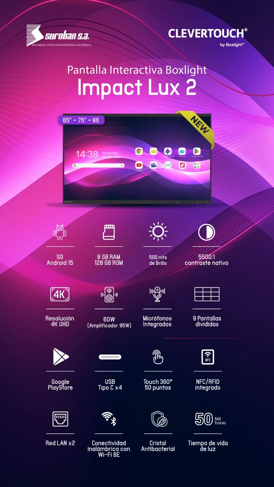 Especificaciones Clevertouch Impact LUX2