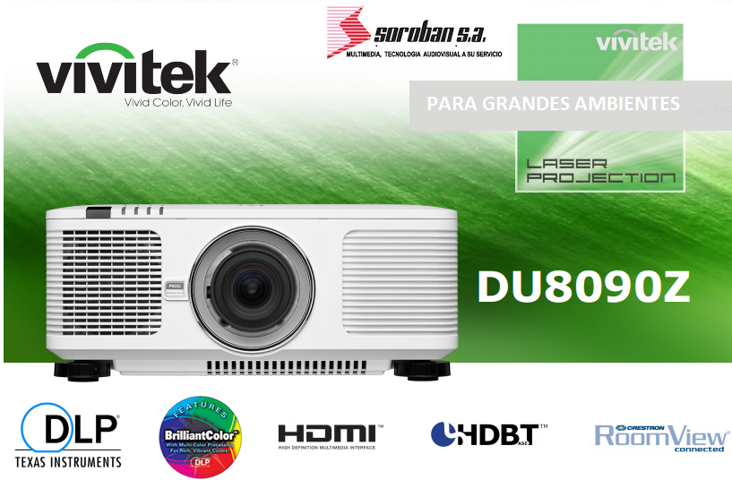 Vivitek DU8090Z, Primer Proyector Láser de 8K Lúmenes (Lamp-Free & Eco-Friendly)