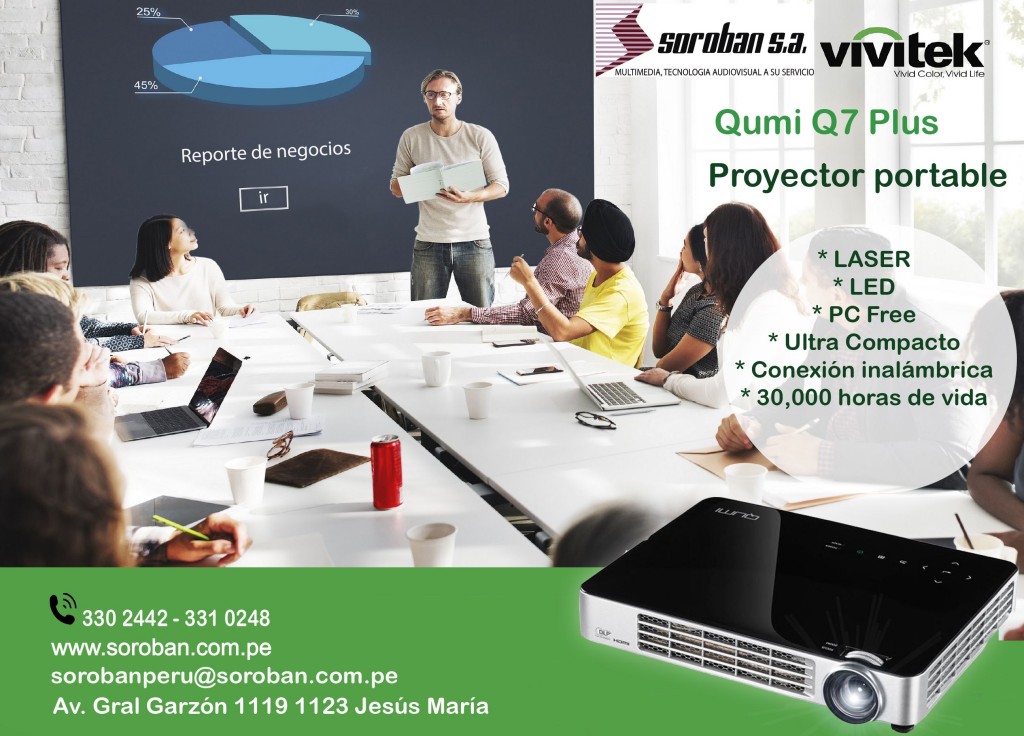 Qumi Q7 Plus – Proyector Portable Láser LED PC-Free Inalámbrico