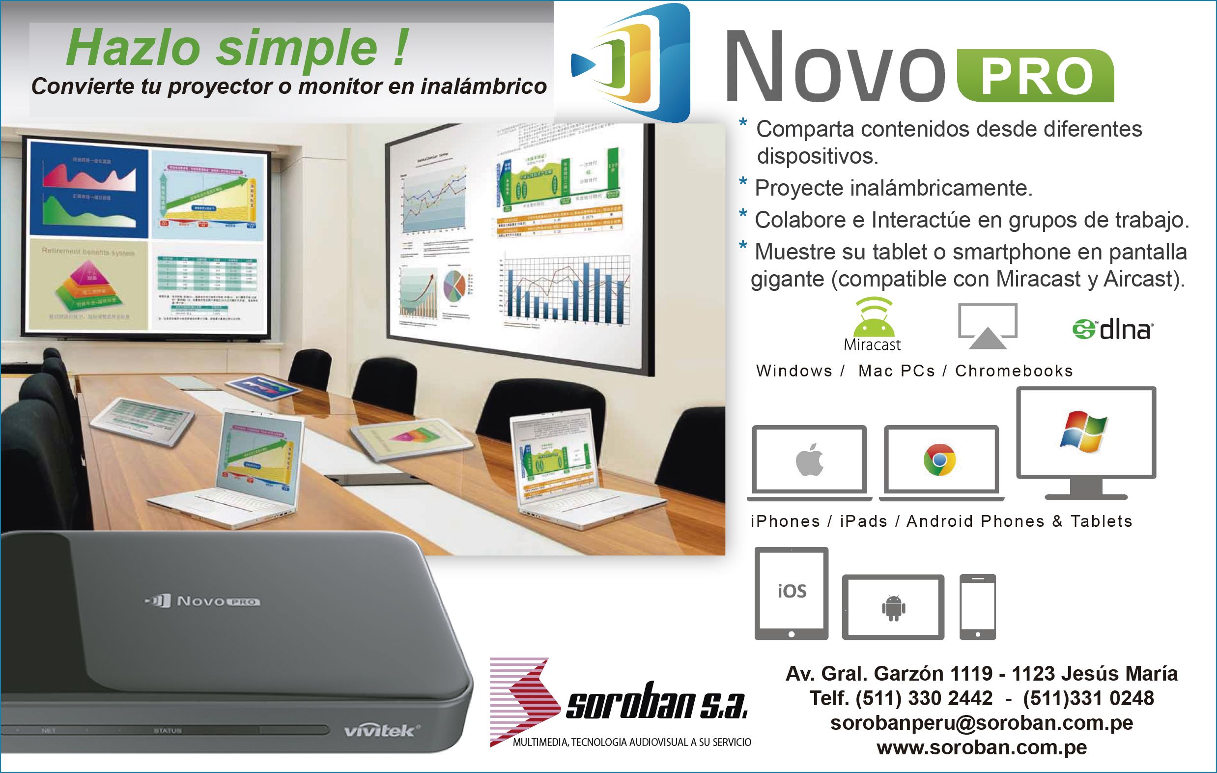 Hazlo Simple con NovoPro! Convierte tu proyector o monitor en inalámbrico