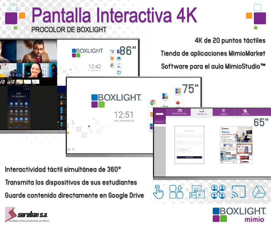 Actualizaciones de la Pantalla Interactiva Boxlight Procolor Serie 3: MimioMessage y MimioMarket