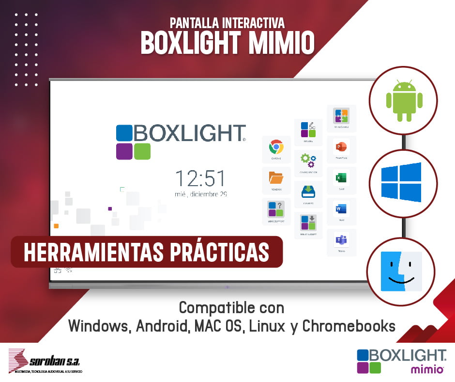 Sistemas Operativos compatibles con las Pantallas Interactivas Boxlight Mimio
