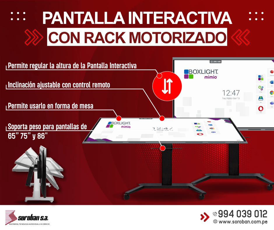 Pantallas Interactivas Boxlight Mimio con Rack Motorizado