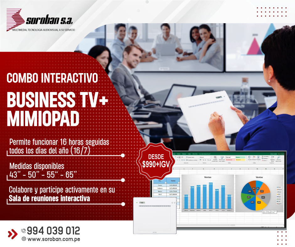 Solución Interactiva de uso profesional: Business TV + MimioPad