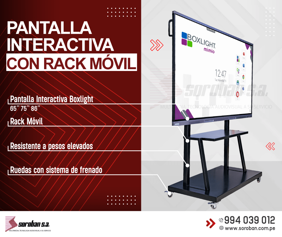 Pantallas Interactivas Boxlight Mimio con Rack Móvil