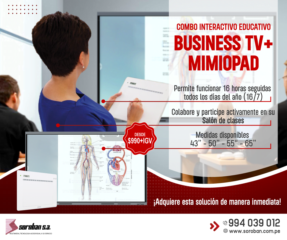 Solución Interactiva Educativa de uso profesional: Business TV+MimioPad