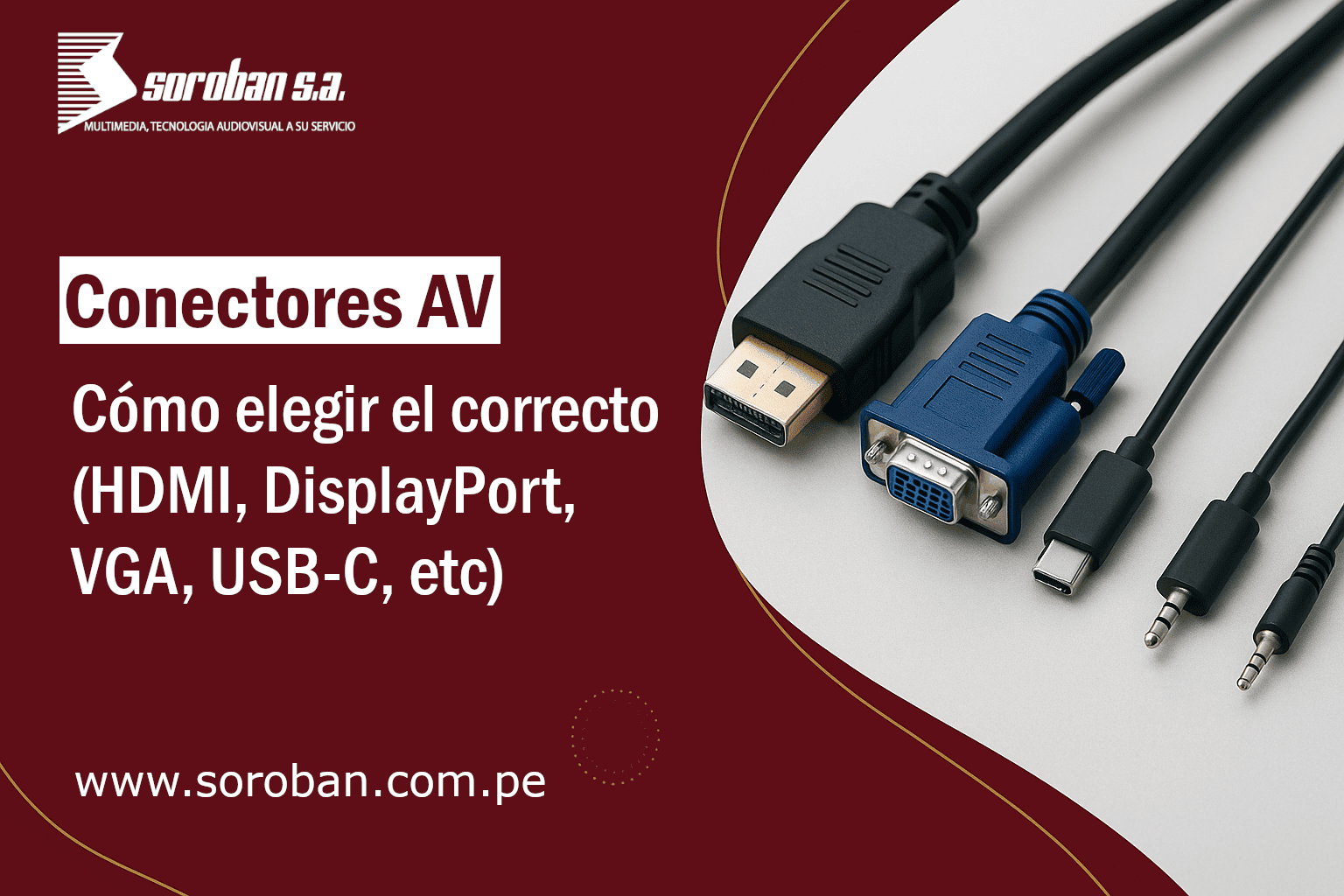Conectores AV: Cómo Elegir el Correcto (HDMI, DisplayPort, VGA, USB-C y Más)