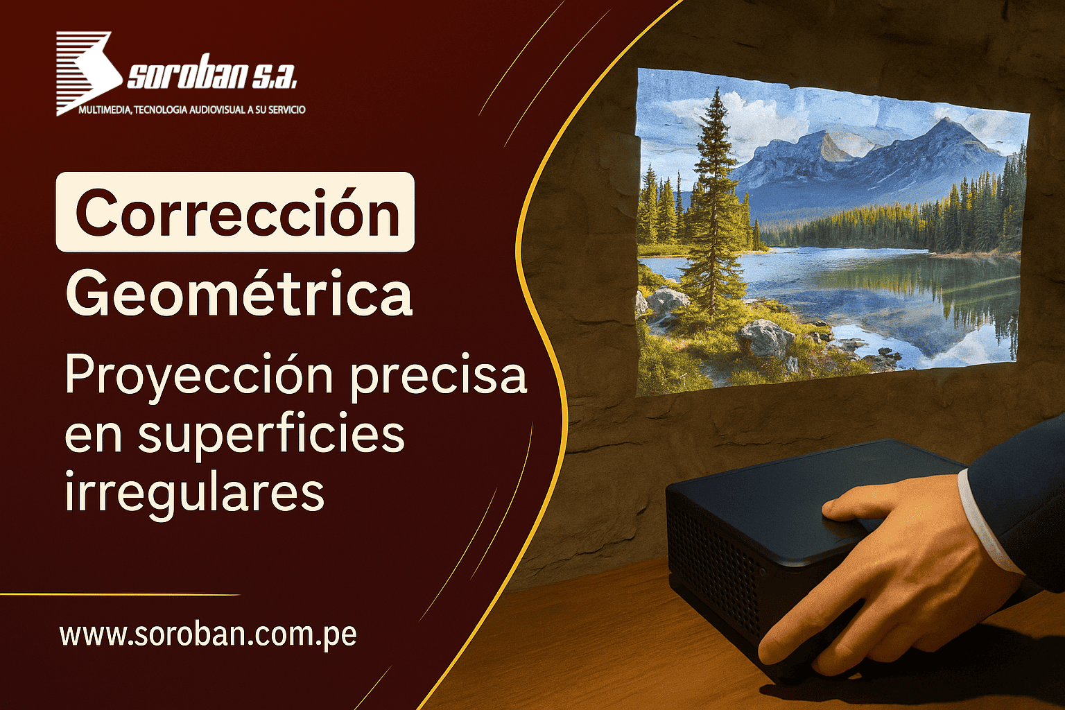 Corrección Geométrica: Proyección Precisa en Superficies Irregulares